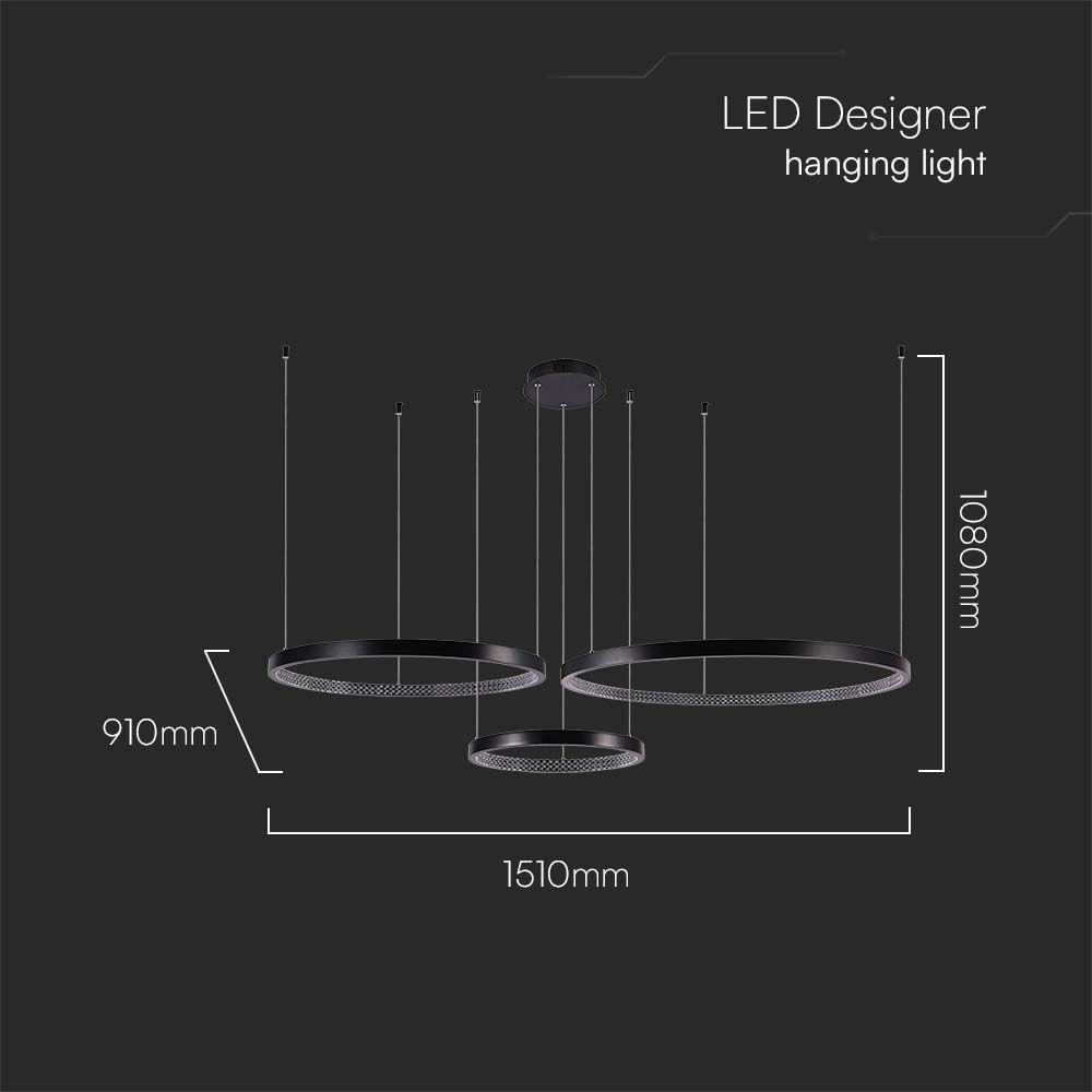 VT-7824 57W LED HANGING LAMP (40x60x80CM) 3000K CRYSTAL ACRYLIC INSIDE, BLACK BODY