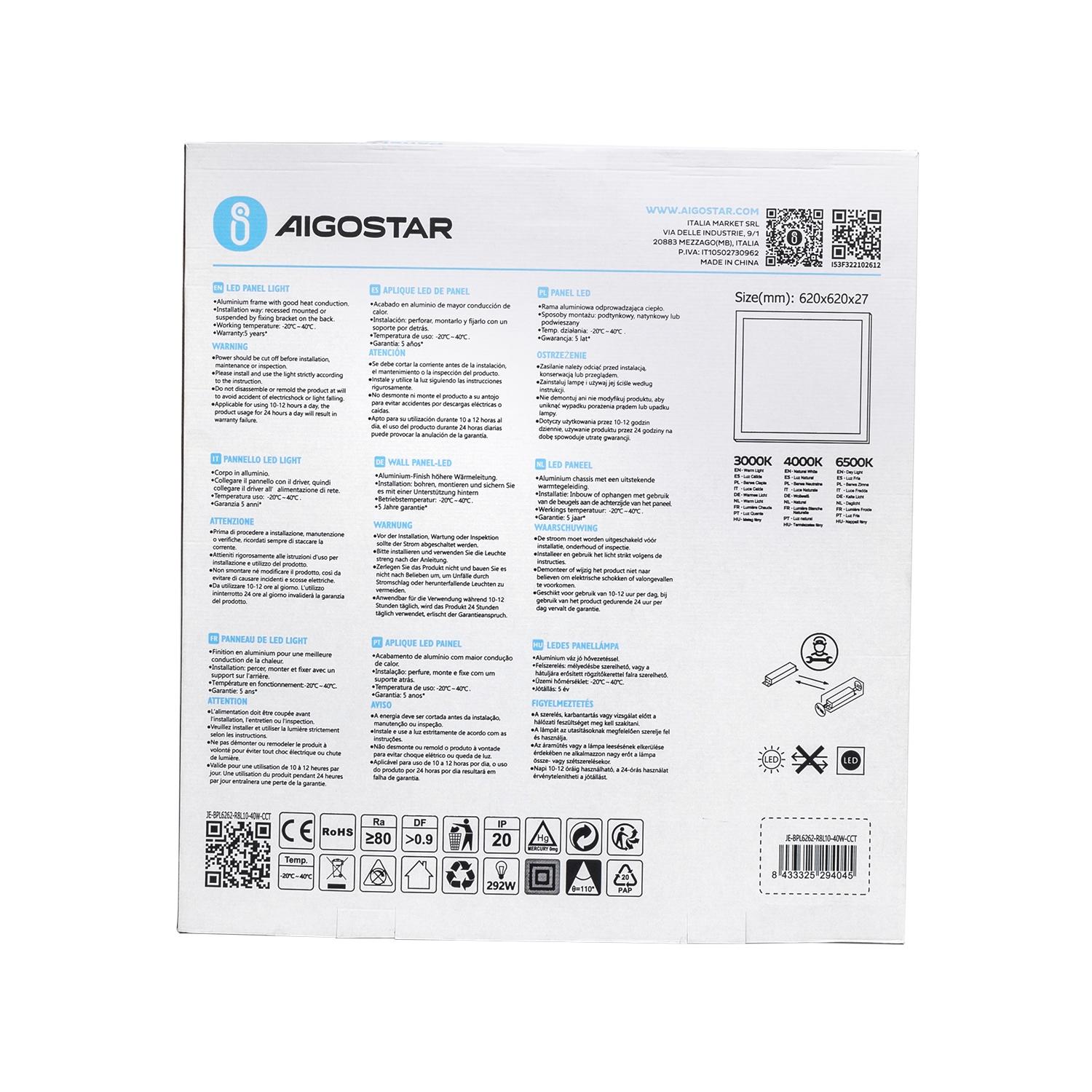 LED Back-lit Panel Light 40W CCT