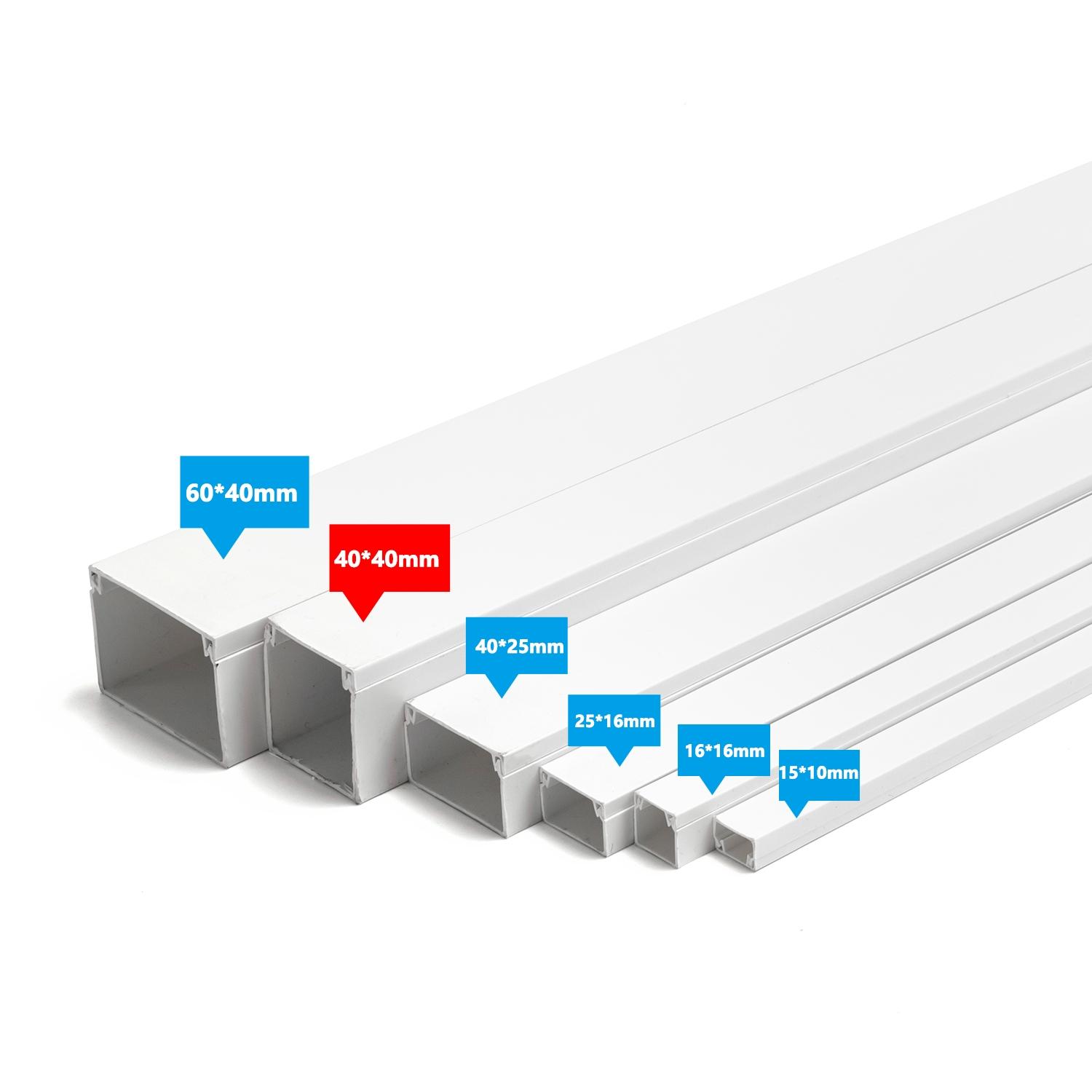 PVC white square trunking with adhesive backing L2000*W40*H40mm