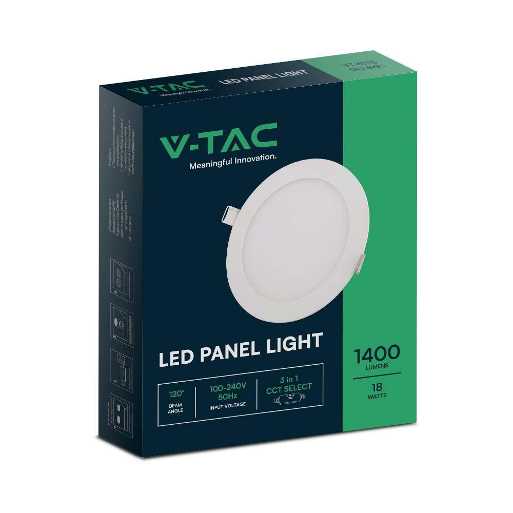 18W Panel LED , Barwa:3w1/ Okrągły, VTAC, SKU 6985