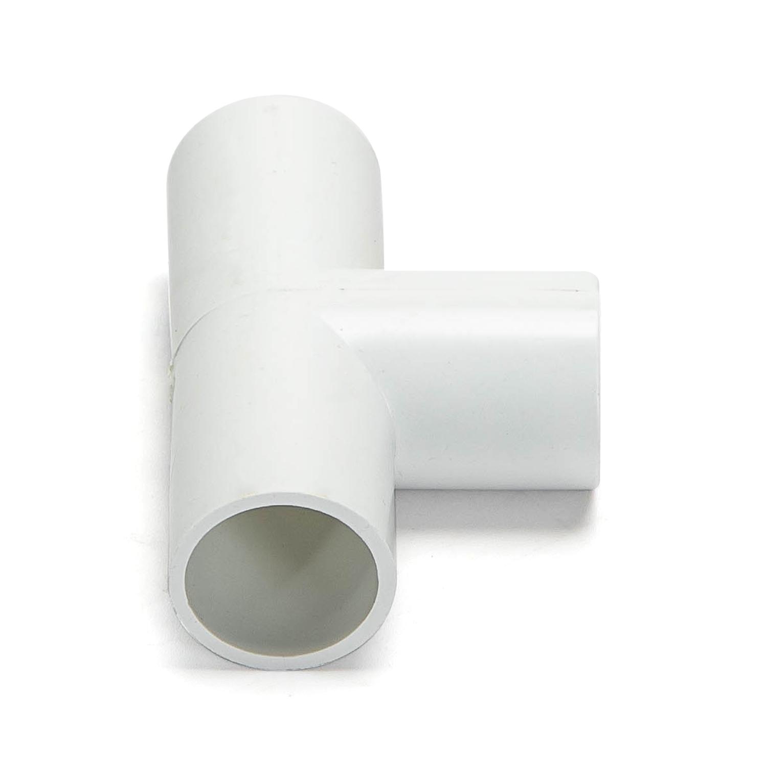 PVC Round Wire Duct Tee Bend White 20mm 4PCS