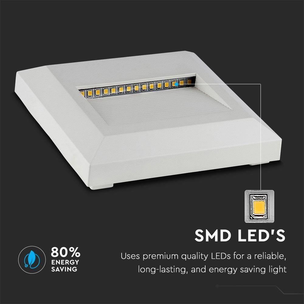 VT-1152 2W LED STEP LIGHT 3000K WHITE BODY SQUARE