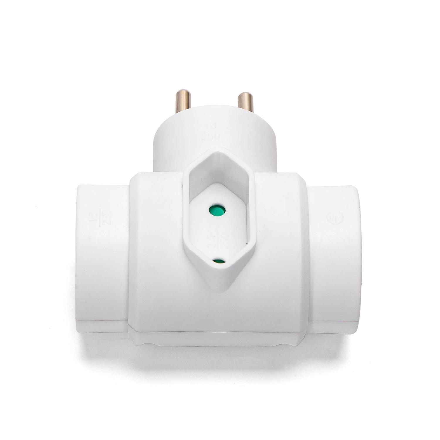 French 3-Way Adaptor (Without Switch) 2*16A+1*2.5A White