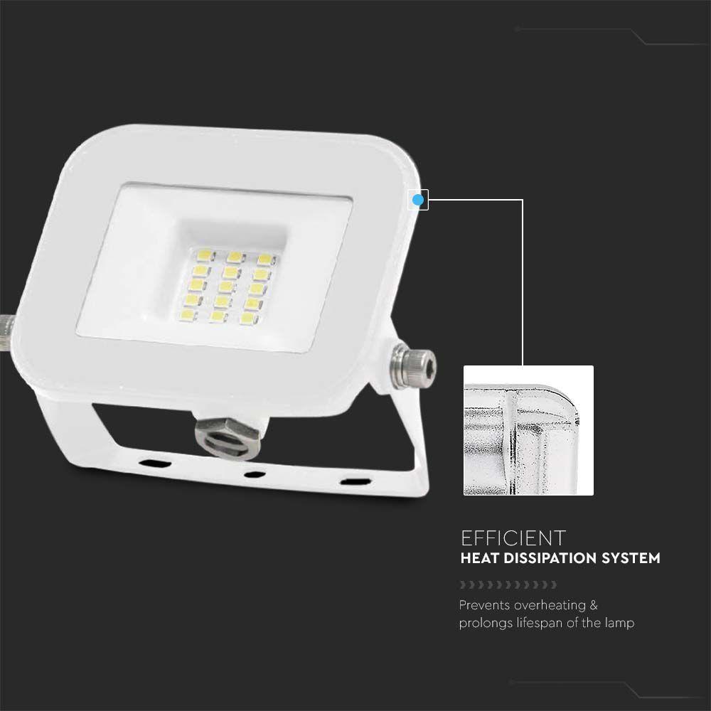 VT-44010 10W FLOODLIGHT SAMSUNG CHIP 4000K WHITE BODY WHITE GLASS