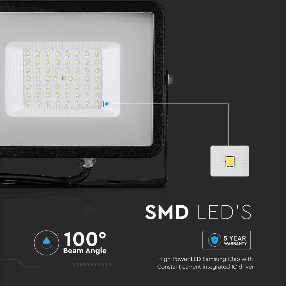 50W Naświetlacz LED SMD, Chip SAMSUNG, Barwa:3000K, Obudowa: Czarna, VTAC, SKU 21406