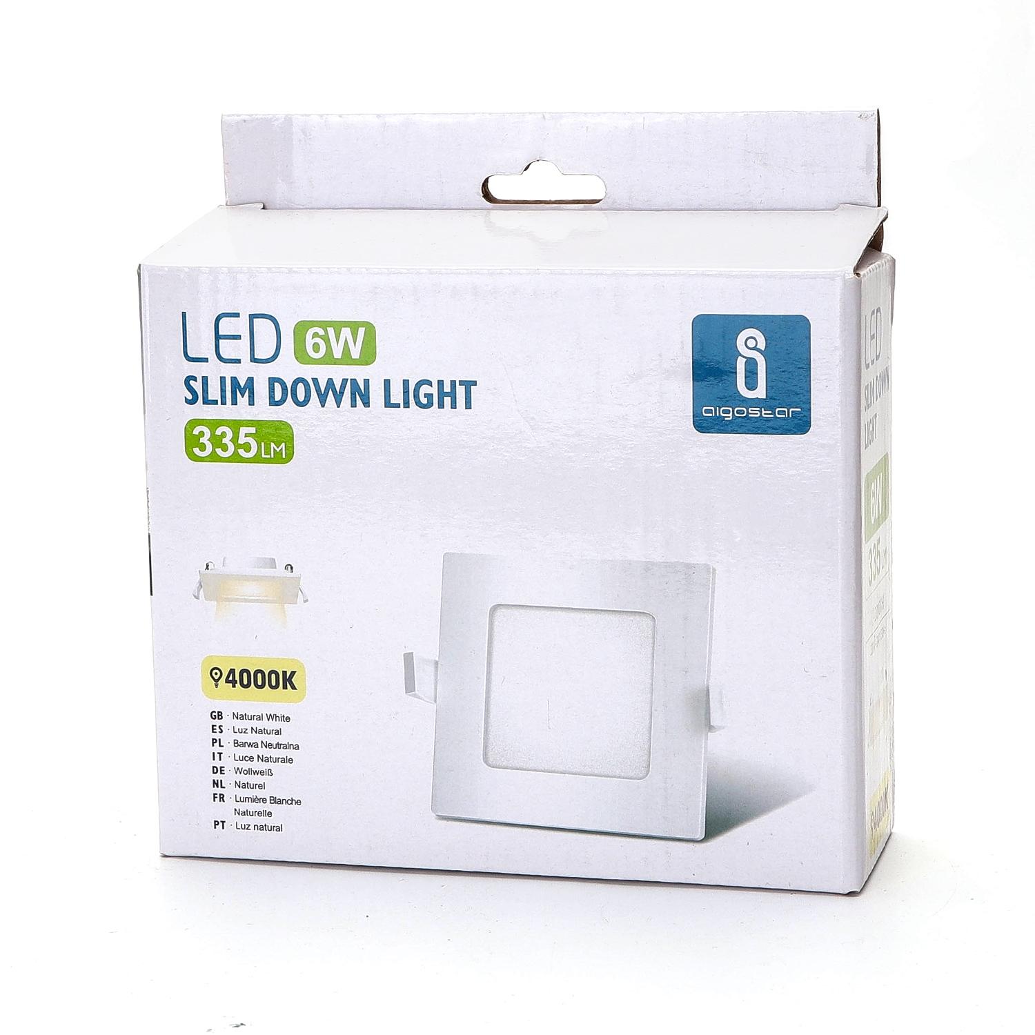 Ultracienki kwadratowy downlight podtynkowy LED 6W Światło naturalne