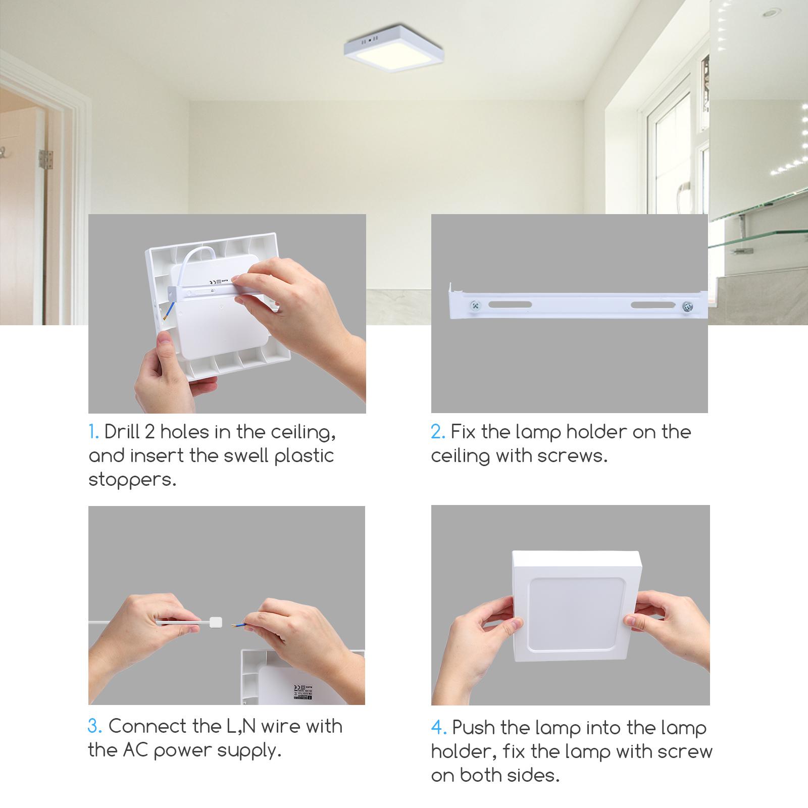 E6 LED  Surface-mounted Square Downlight 18W Yellow Light