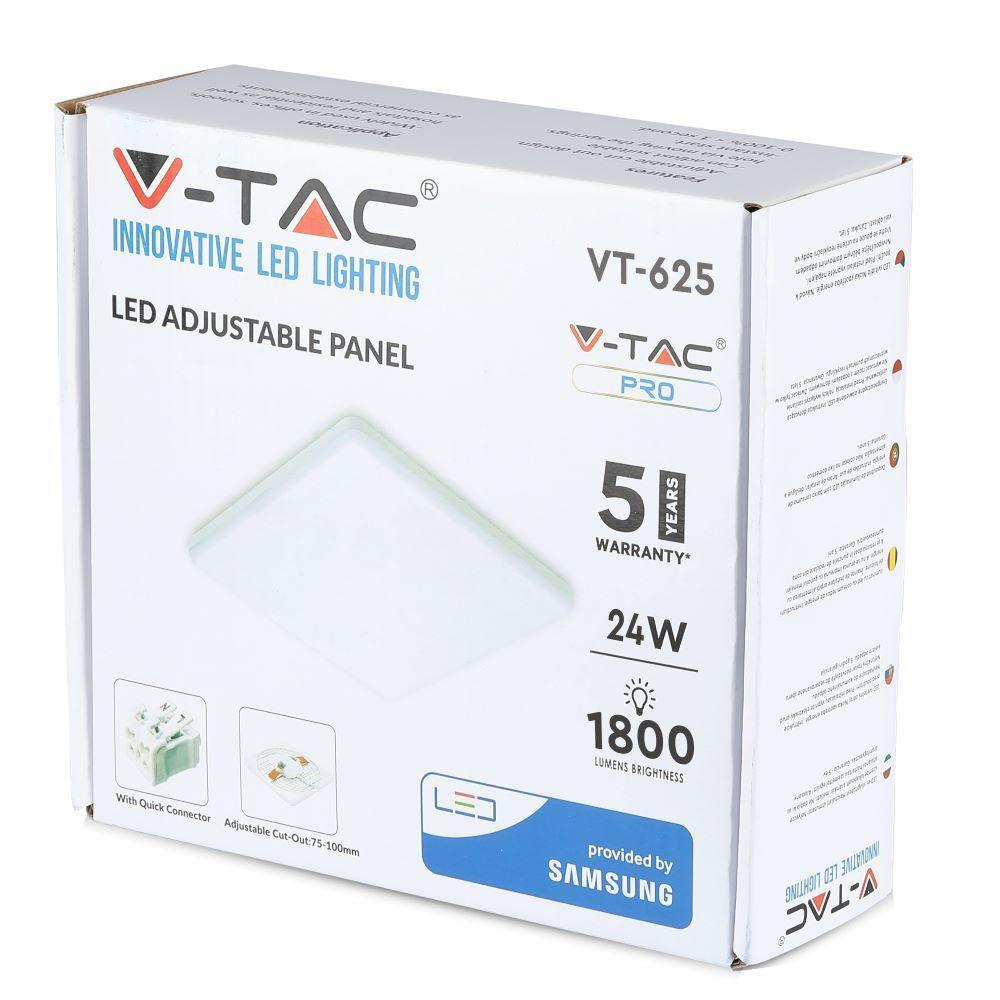 VT-625SQ 24W LED ADJUSTABLE PANEL SAMSUNG CHIP 4000K SQUARE