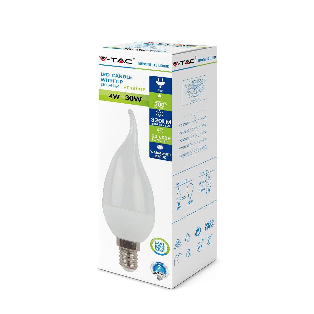 VT-1818TP 4W CANDLE BULB WITH TWIST 4000K E14