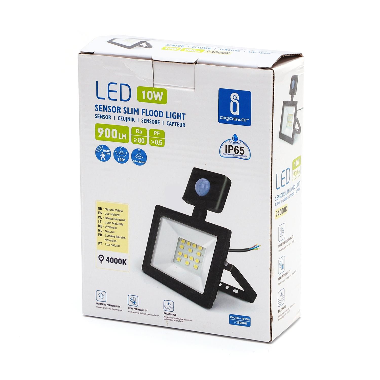 LED sensor floodlight 10W 900lm 4000K IP65