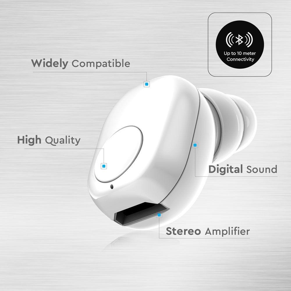 VT-6500 BLUETOOTH EAR BUD-55mah BATTERY-WHITE