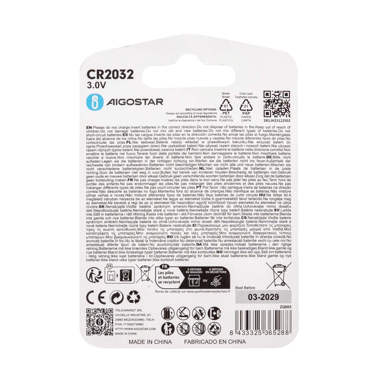 Coin cell batteries CR2032 3.0V 2pcs