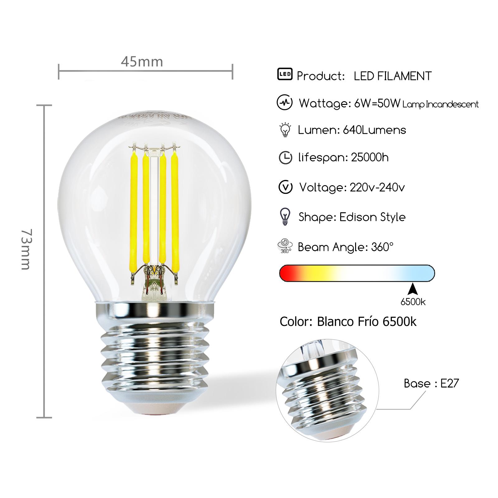 LED filament lamp G45