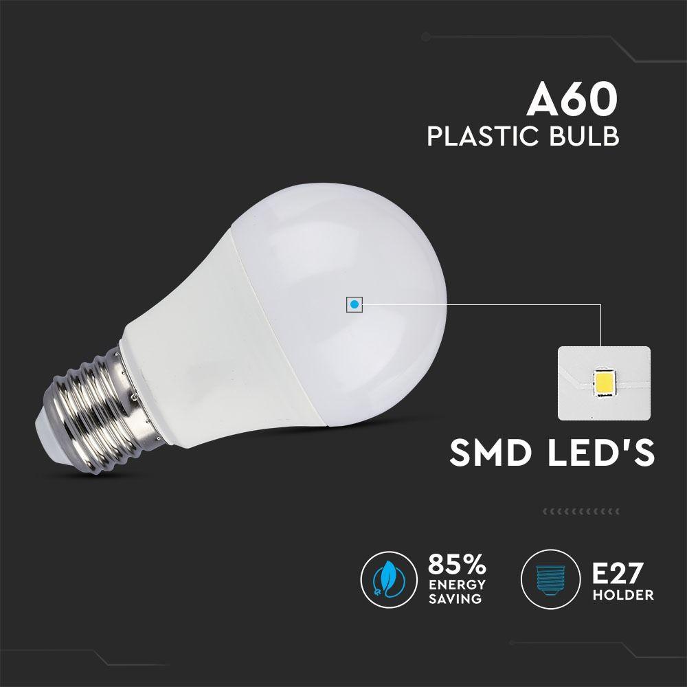 VT-2212 12W A60 LED PLASTIC BULB 4000K E27,CRI>95