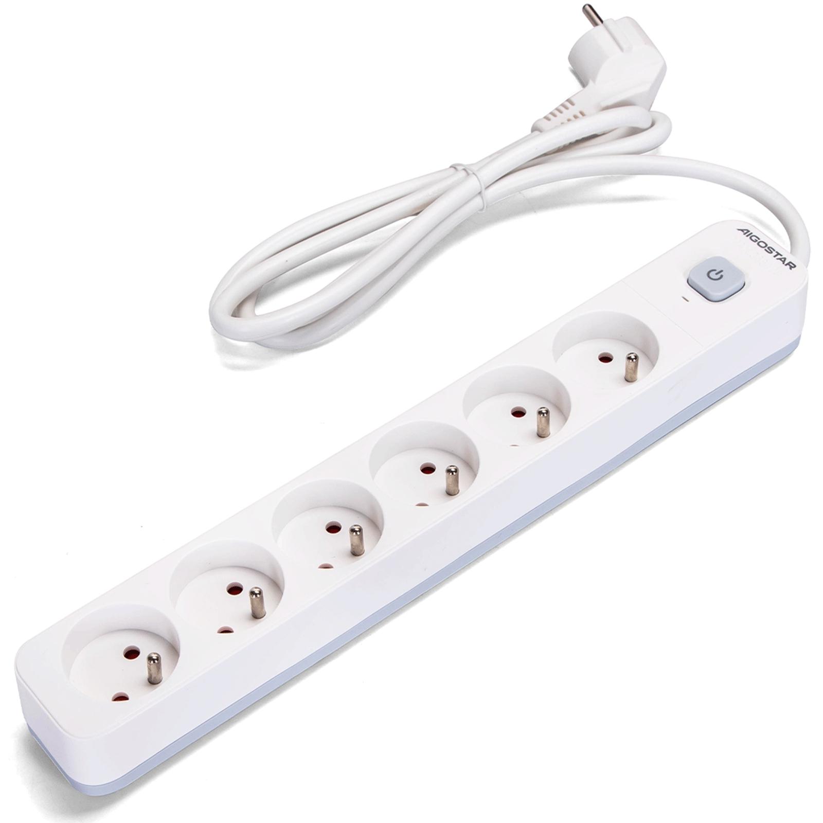 Power strips 6-way 1.5m H05VV-F 3G1.5m㎡ White and Gray