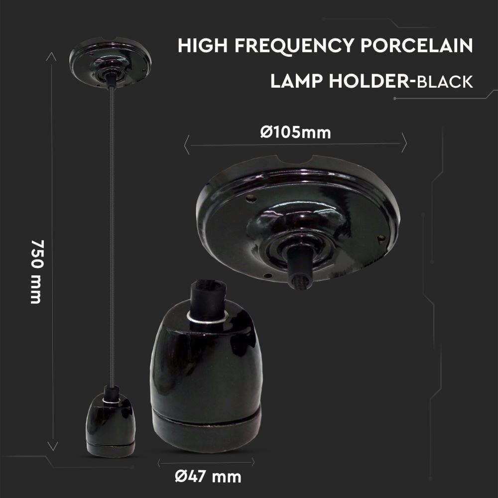 VT-7998 HIGH FREQUENCY PORCELAIN LAMP E27 HOLDER-BLACK