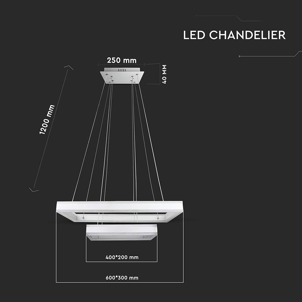 D 115W Lampa Wisząca LED, Barwa:3000K/ Ściemniana, Biały, VTAC, SKU 3986