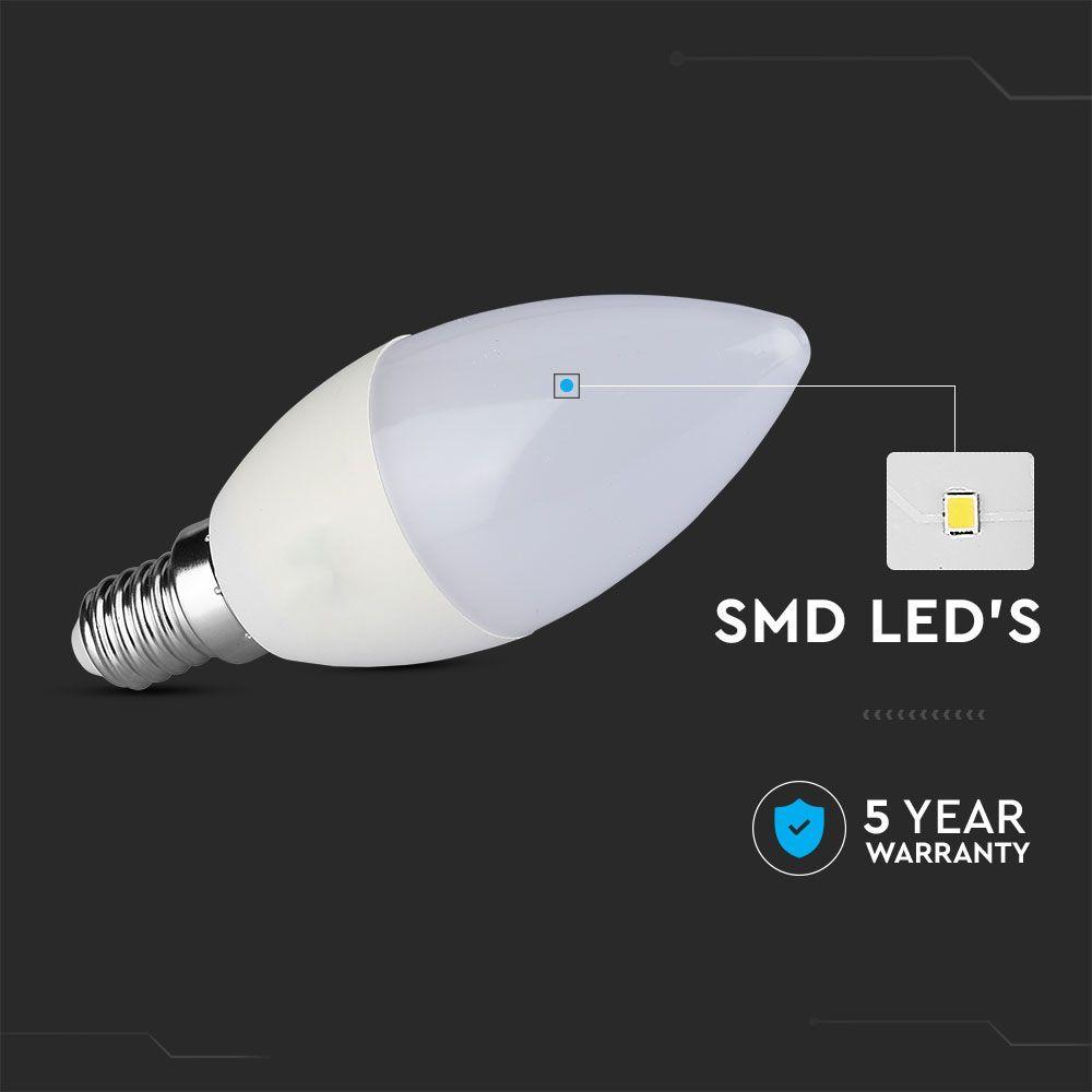 VT-293D 5.5W LED CANDLE BULB SAMSUNG CHIP 6400K E14 DIMMABLE