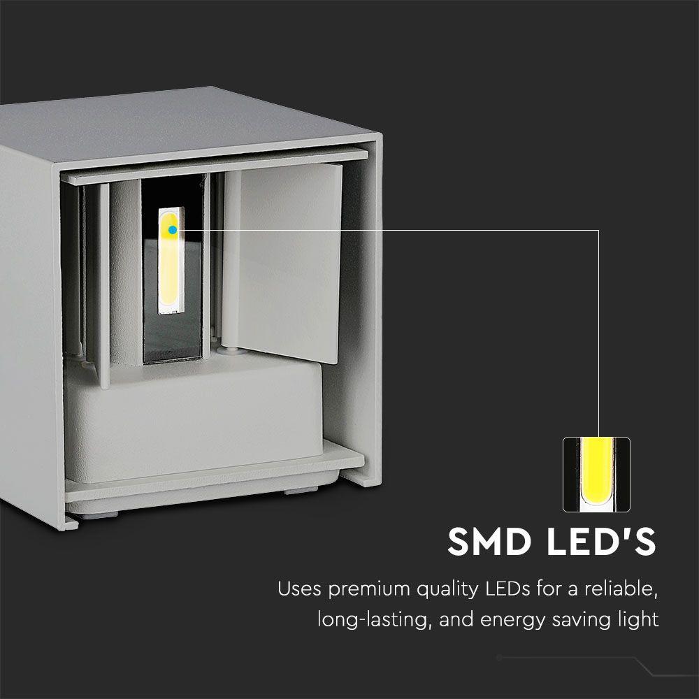 6W Kinkiet kwadrat LED, CHIP BRIDGELUX, Barwa:4000K, Szary, VTAC, SKU 7089