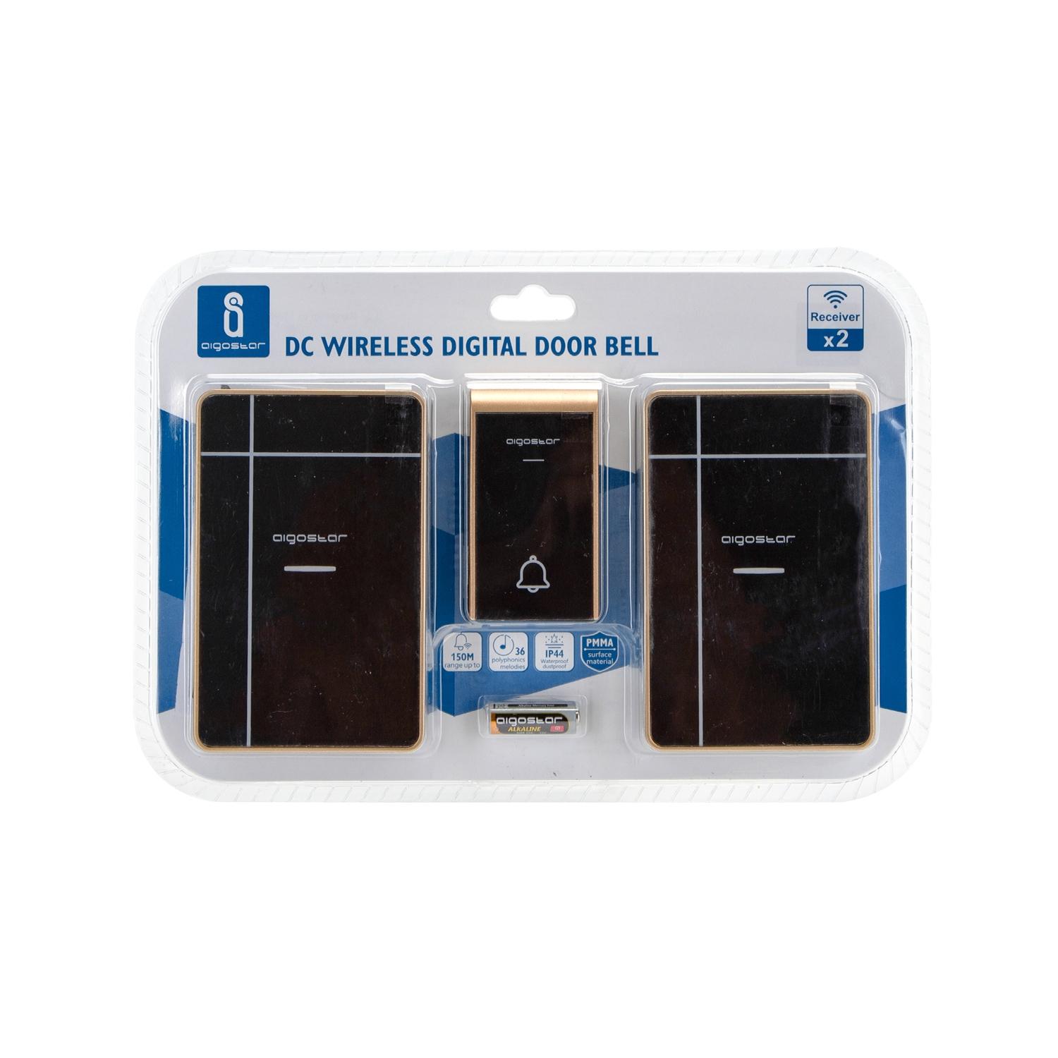 DC Wireless Digital Door Bell (one to two) Black & Golden