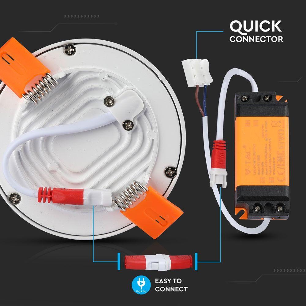 8W Panel LED, Barwa:4000K, Okrągła, VTAC, SKU 4932