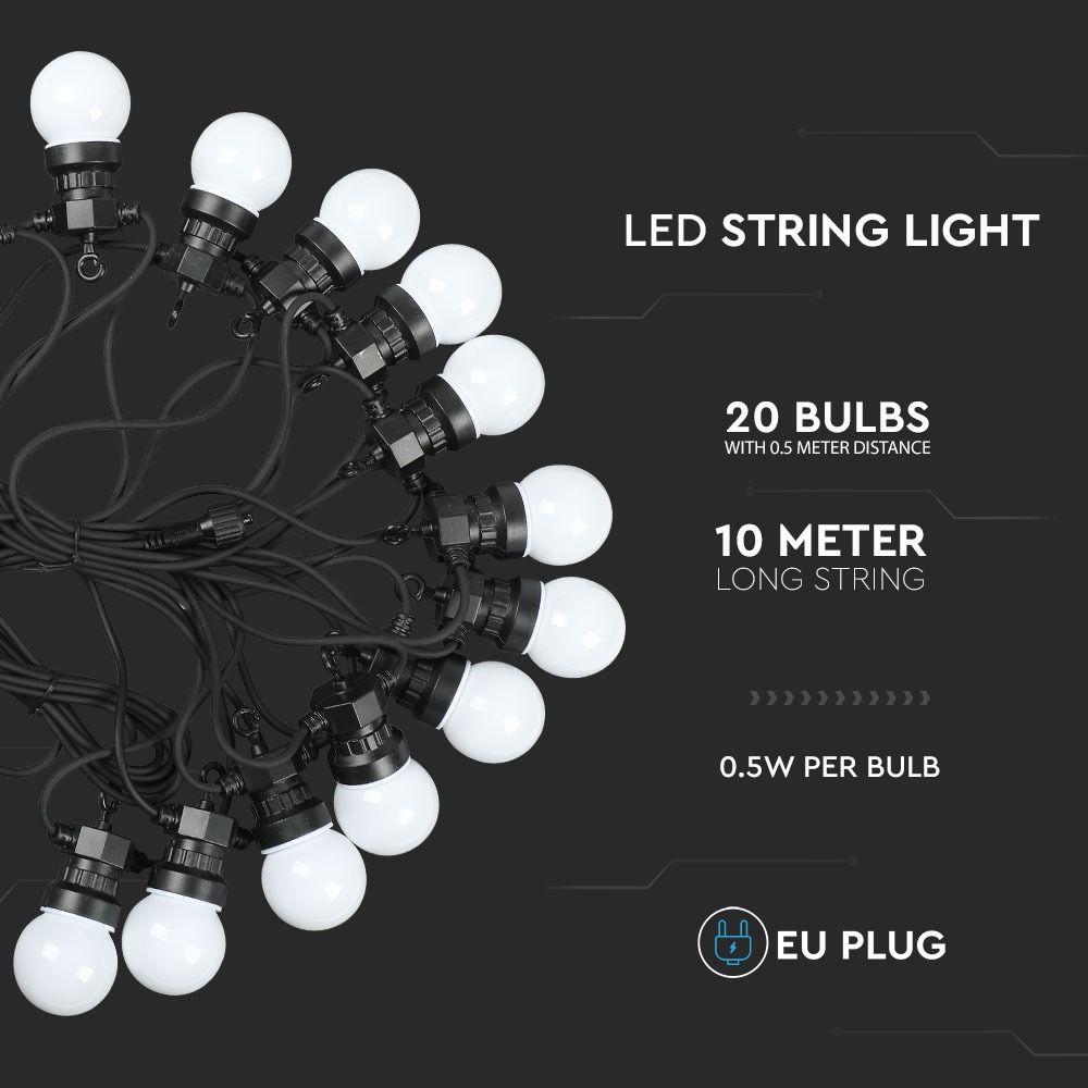 VT-71020 0.5W/BULB LED STRING LIGHT(10M) WITH 20 BULBS-EU PLUG 6000K,24V