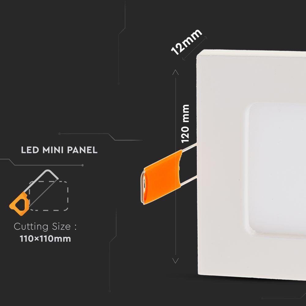 6W Panel LED, Barwa:4000K, Kwadratowa, VTAC, SKU 4864