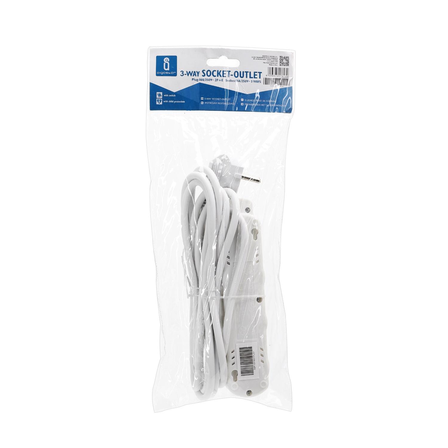 Power strips 3-way 3m H05VV-F 3G1.0m㎡ White