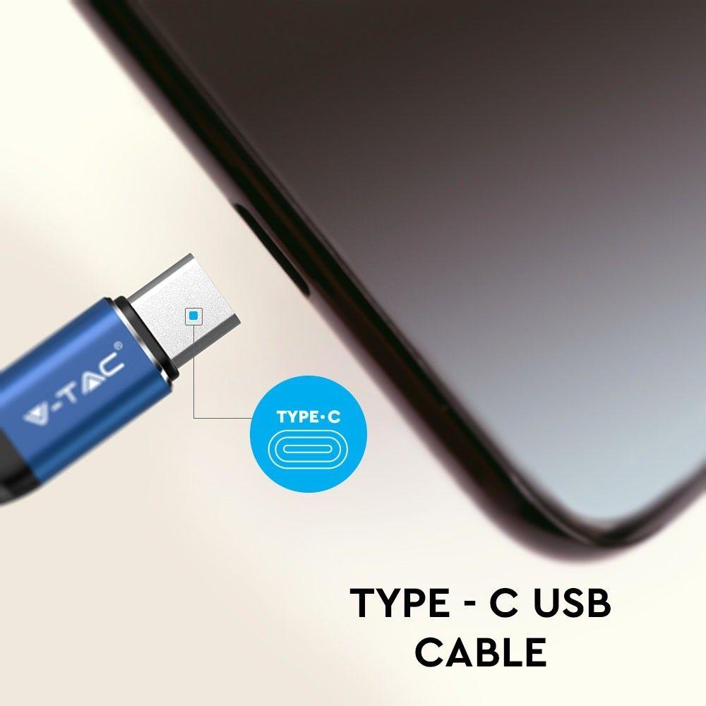 VT-5352 1M TYPE-C USB BRAIDED CABLE-BLUE(GOLD SERIES)