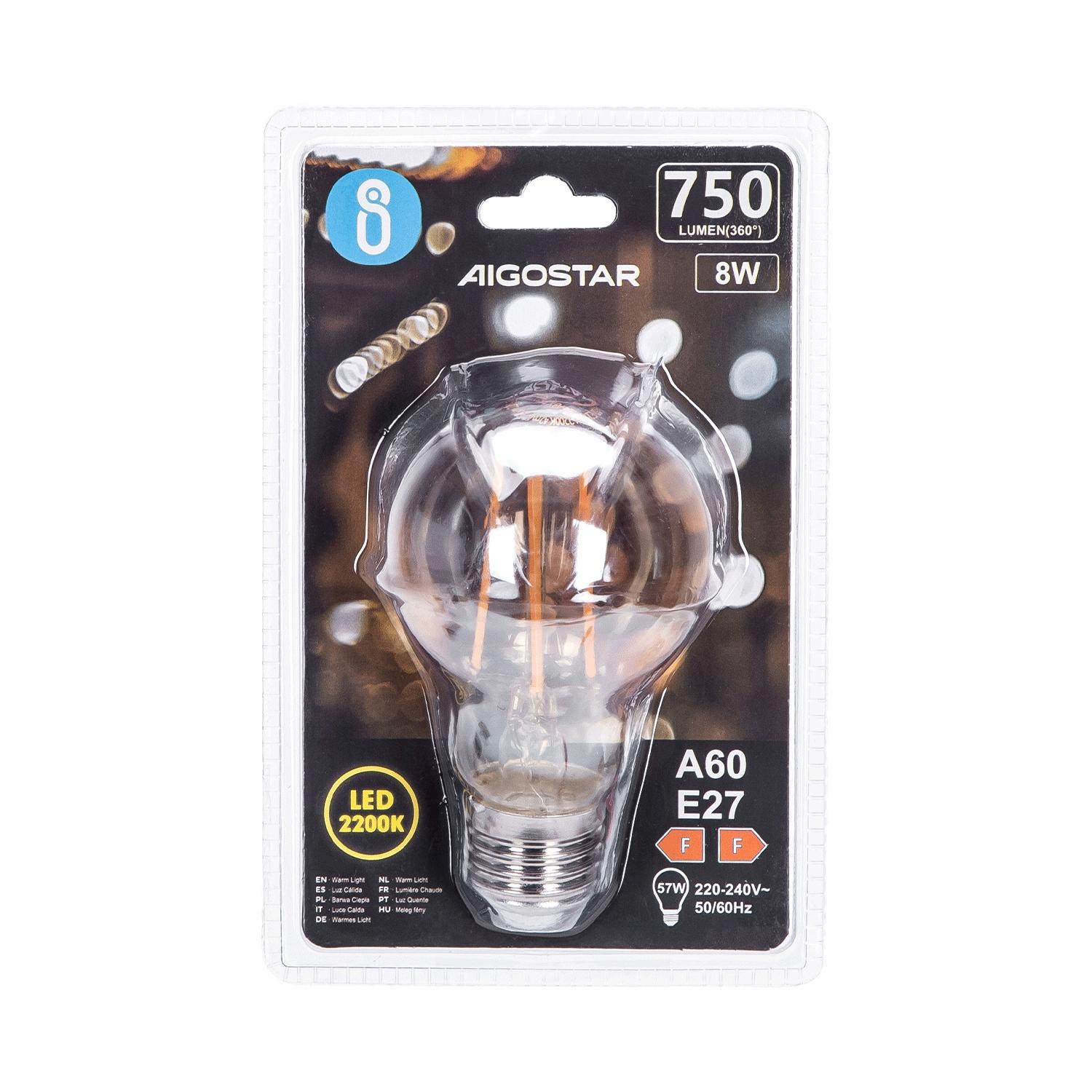 LED Filament Bulb (Amber) A60 E27 8W