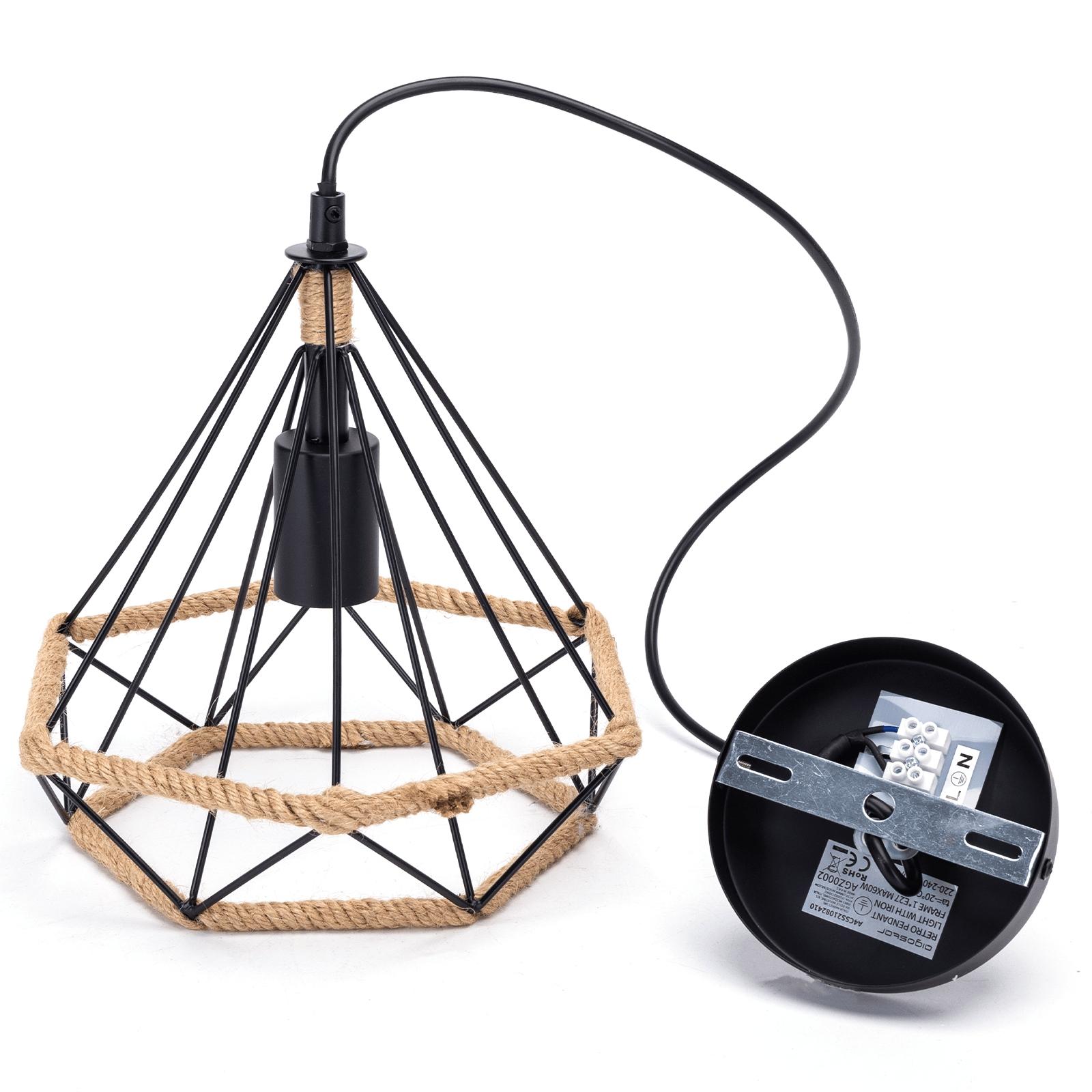 Retro pendant lamp with iron frame ( Steel )