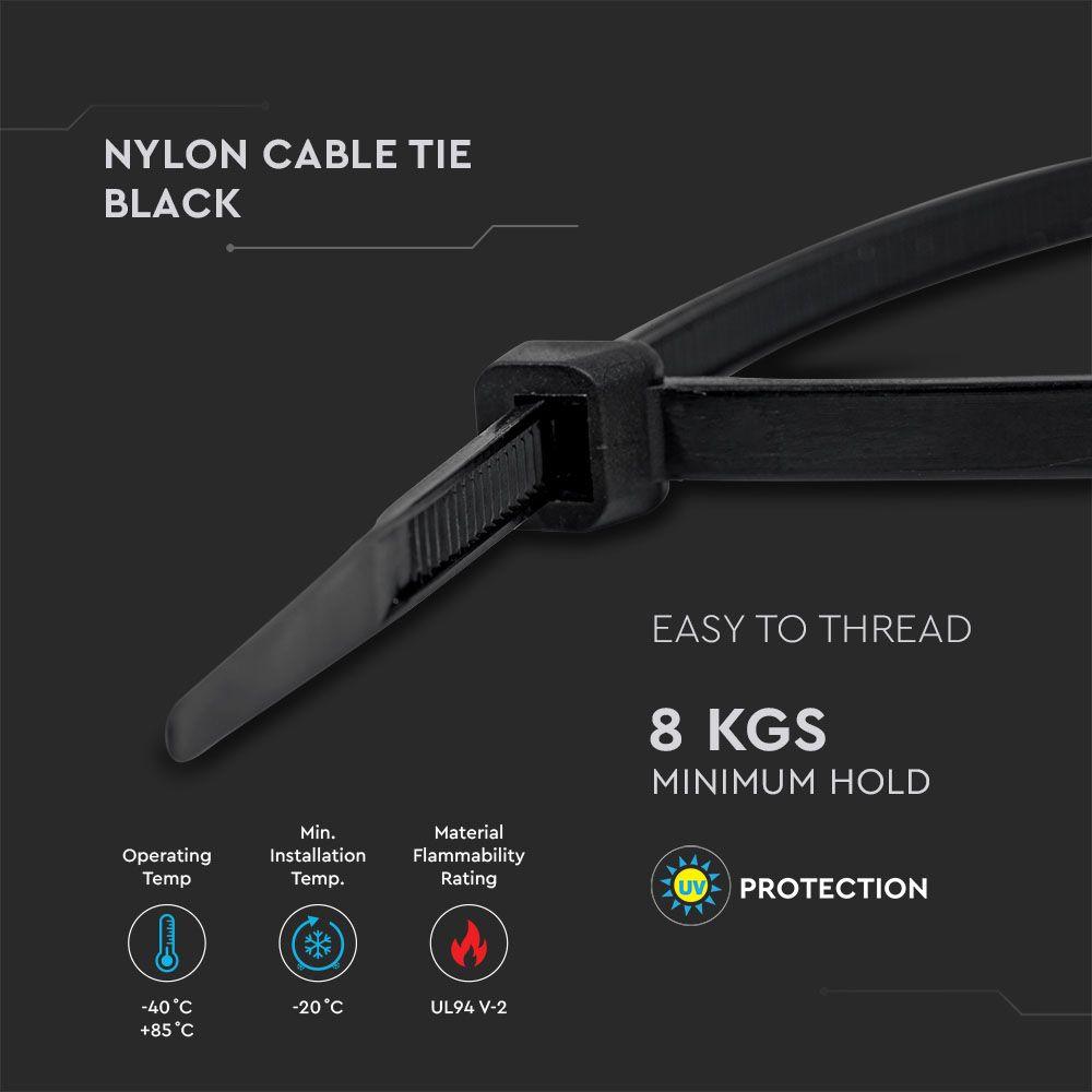 CABLE TIE 2.5*200mm BLACK (FLAMABILITY MATERIAL RATING - UL94-V2) 100PCS/PACK