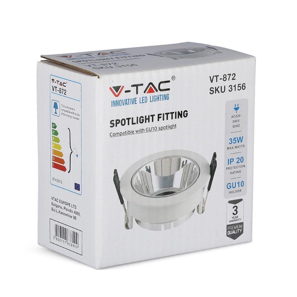 VT-872 GU10 FITTING ROUND-WHITE+CHROME