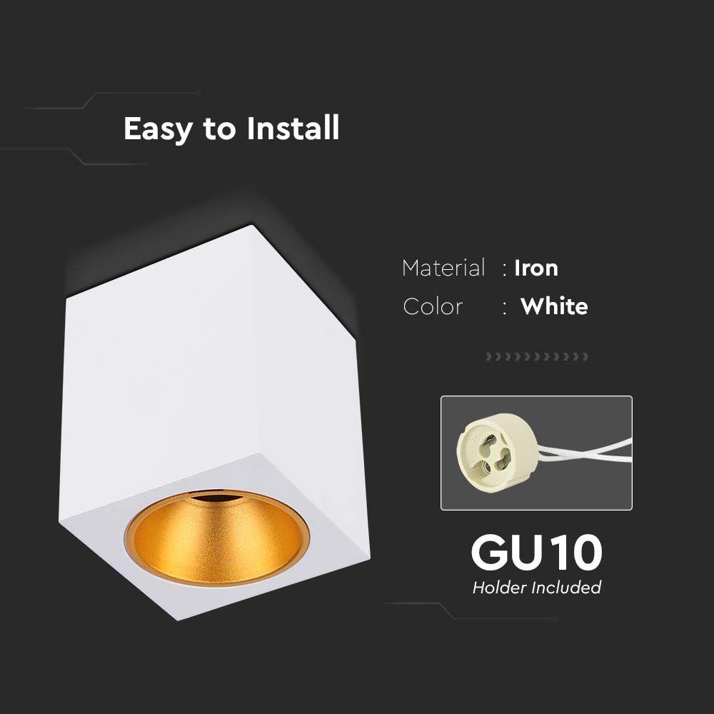 VT-979 SURFACE MOUNTED GU10 FITTING SQUARE WHITE