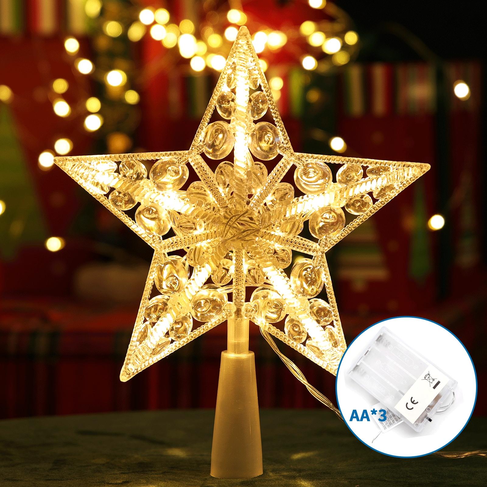 3AA Battery String Light, 17cm Tree Topper Star, Warm White