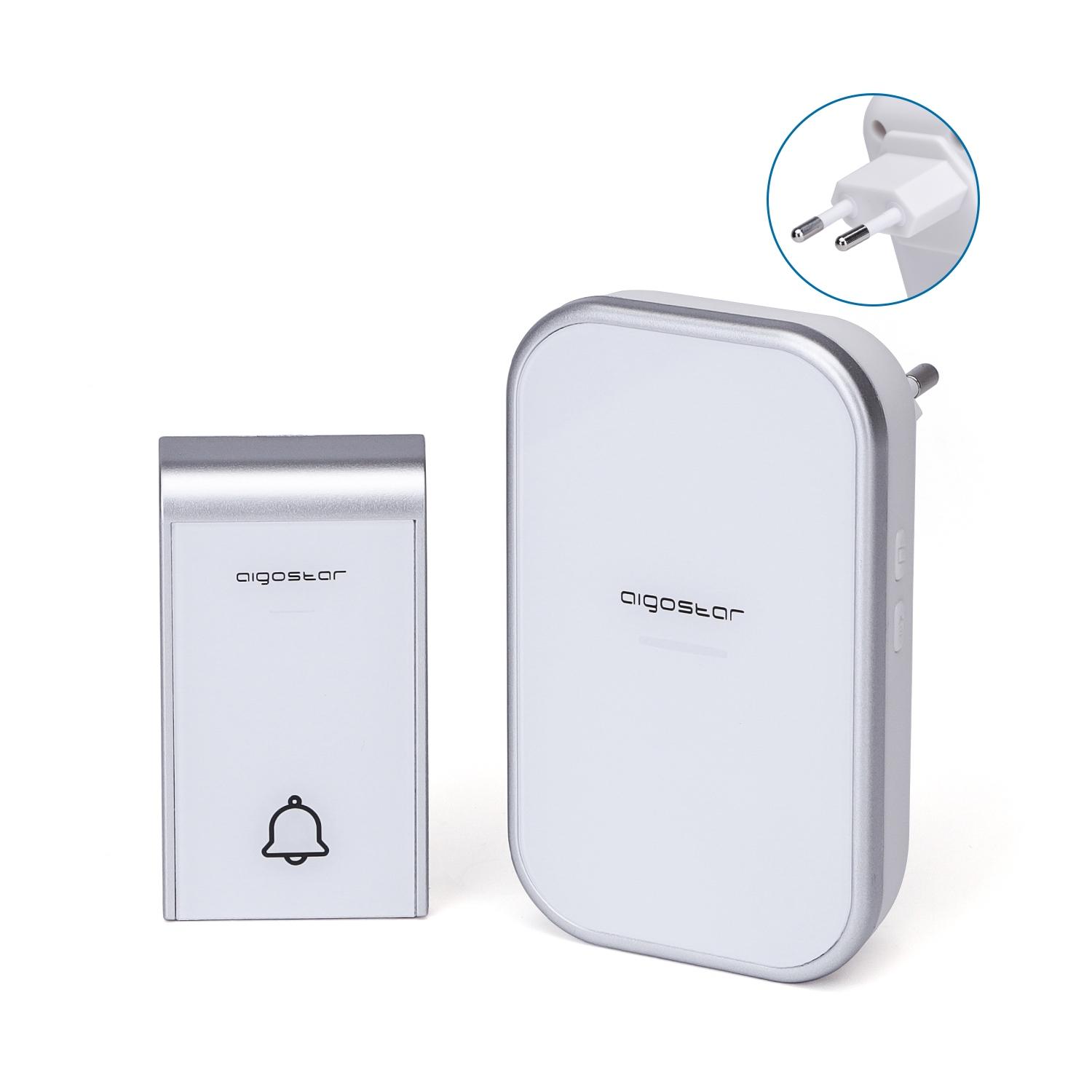 AC Wireless Doorbell White & Silvery