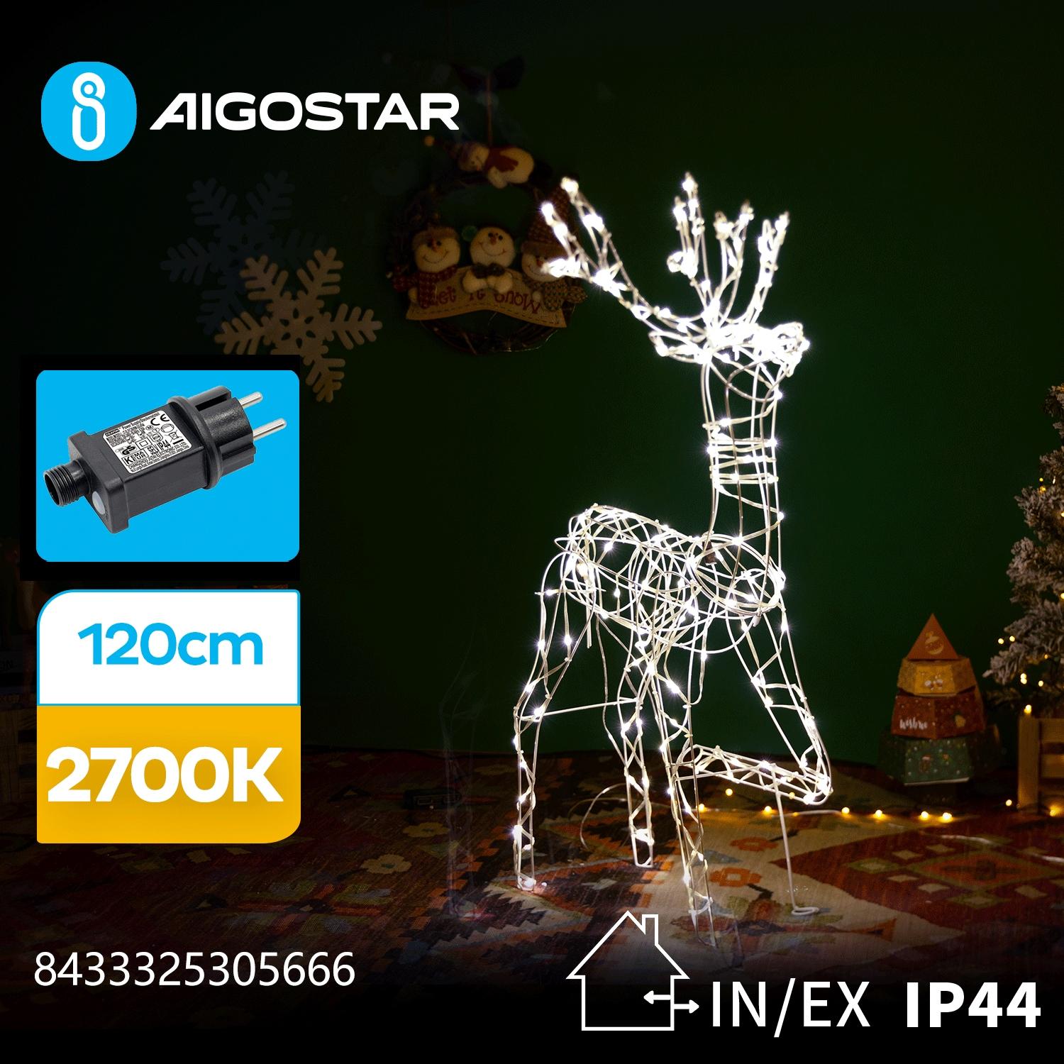 Low voltage Christmas reindeers light, warm white, 120cm