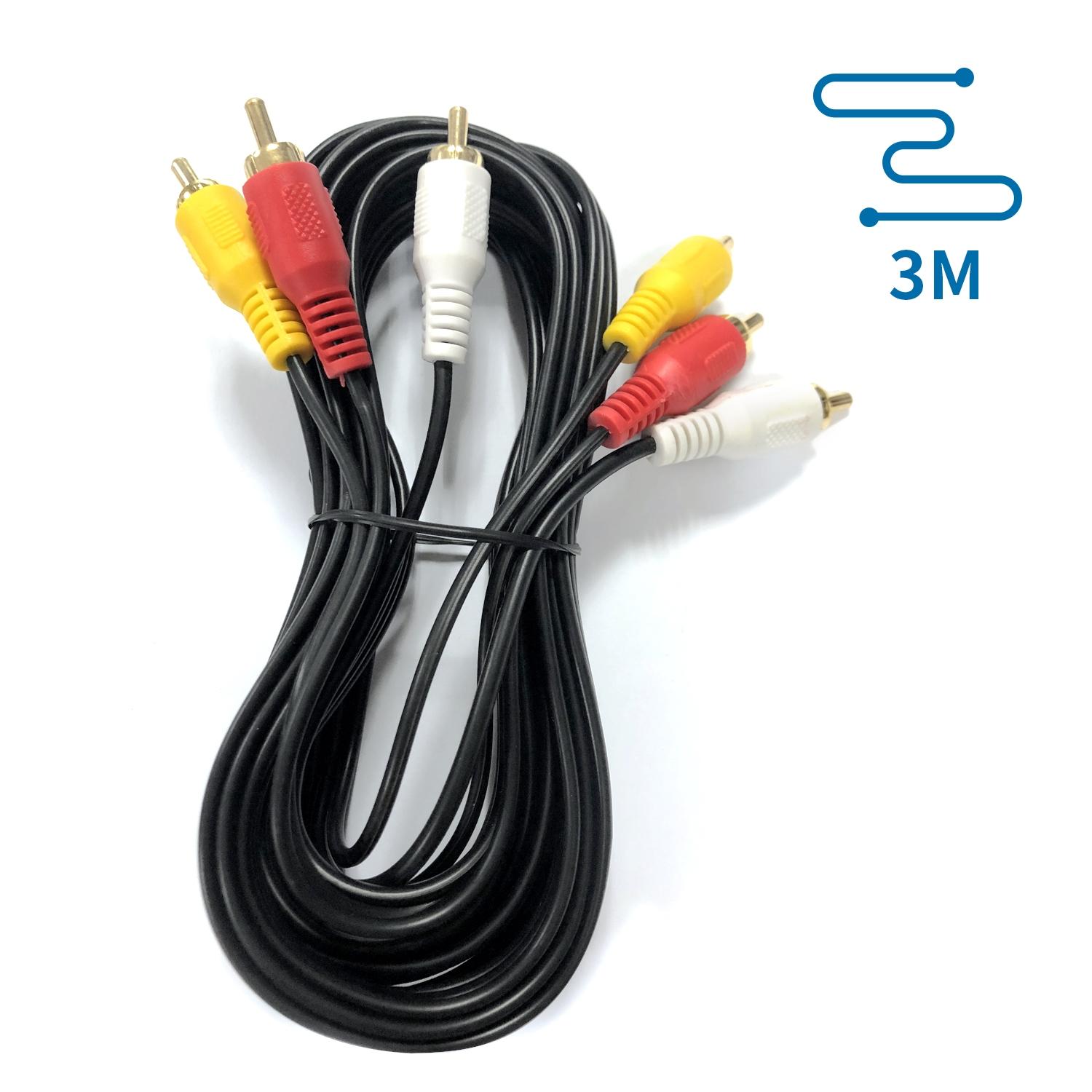 Kabel audio 3RCA/3RCA 3 m czarny