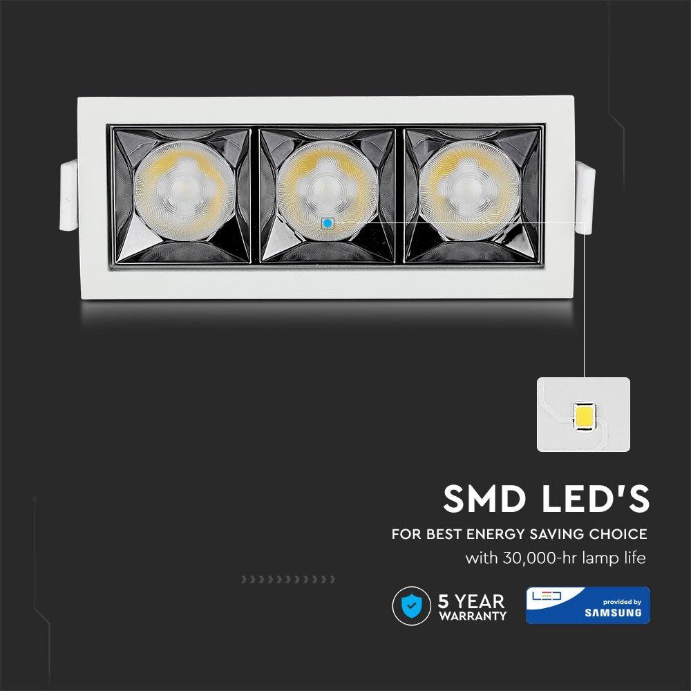 12W Oprawa wpuszczana reflektor LED, Chip SAMSUNG, Barwa:4000K, Kąt 12', VTAC, SKU 974