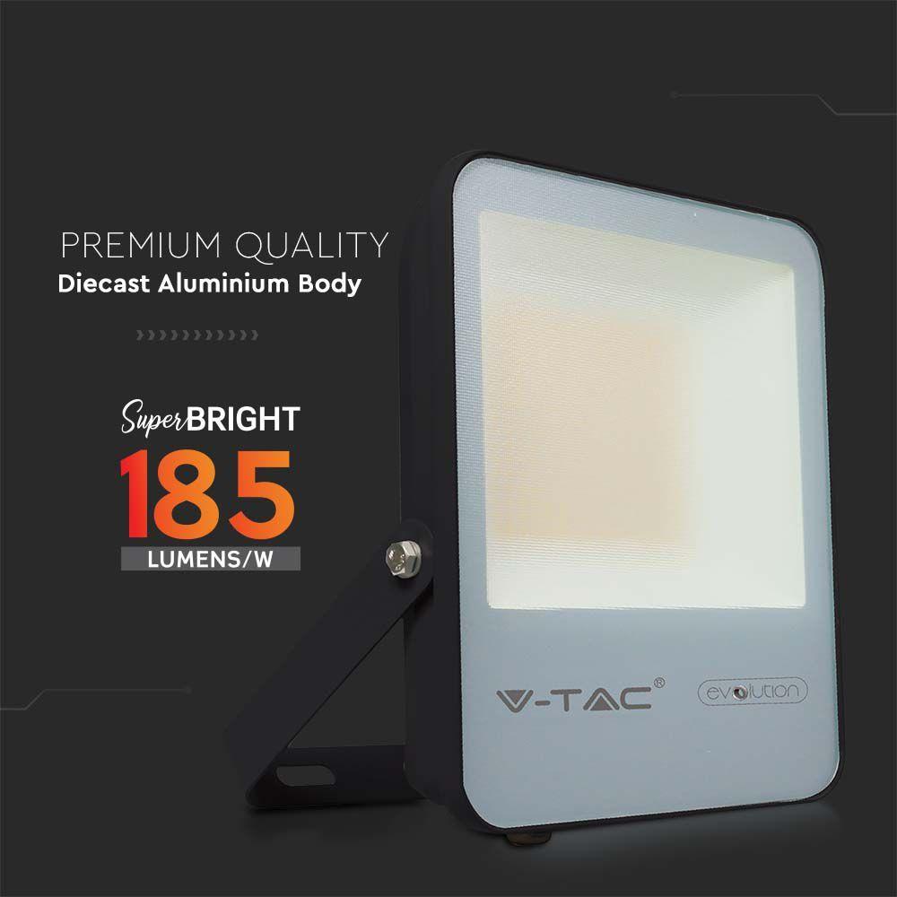 VT-100185 100W LED FLOODLIGHT 4000K BLACK BODY GREY GLASS 185LM/W