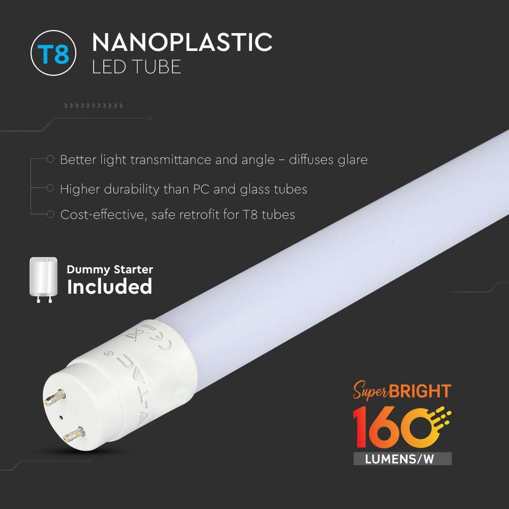 VT-1612 12W T8 LED PLASTIC TUBE NON ROTATABLE 120CM 4000K G13 160LM/W