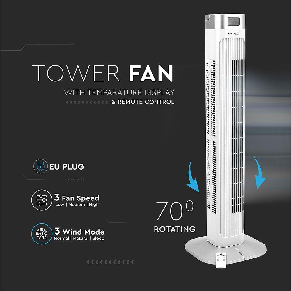 VT-5536 55W LED TOWER FAN WITH TEMPERATURE DISPLAY AND REMOTE CONTROL(36INCH)