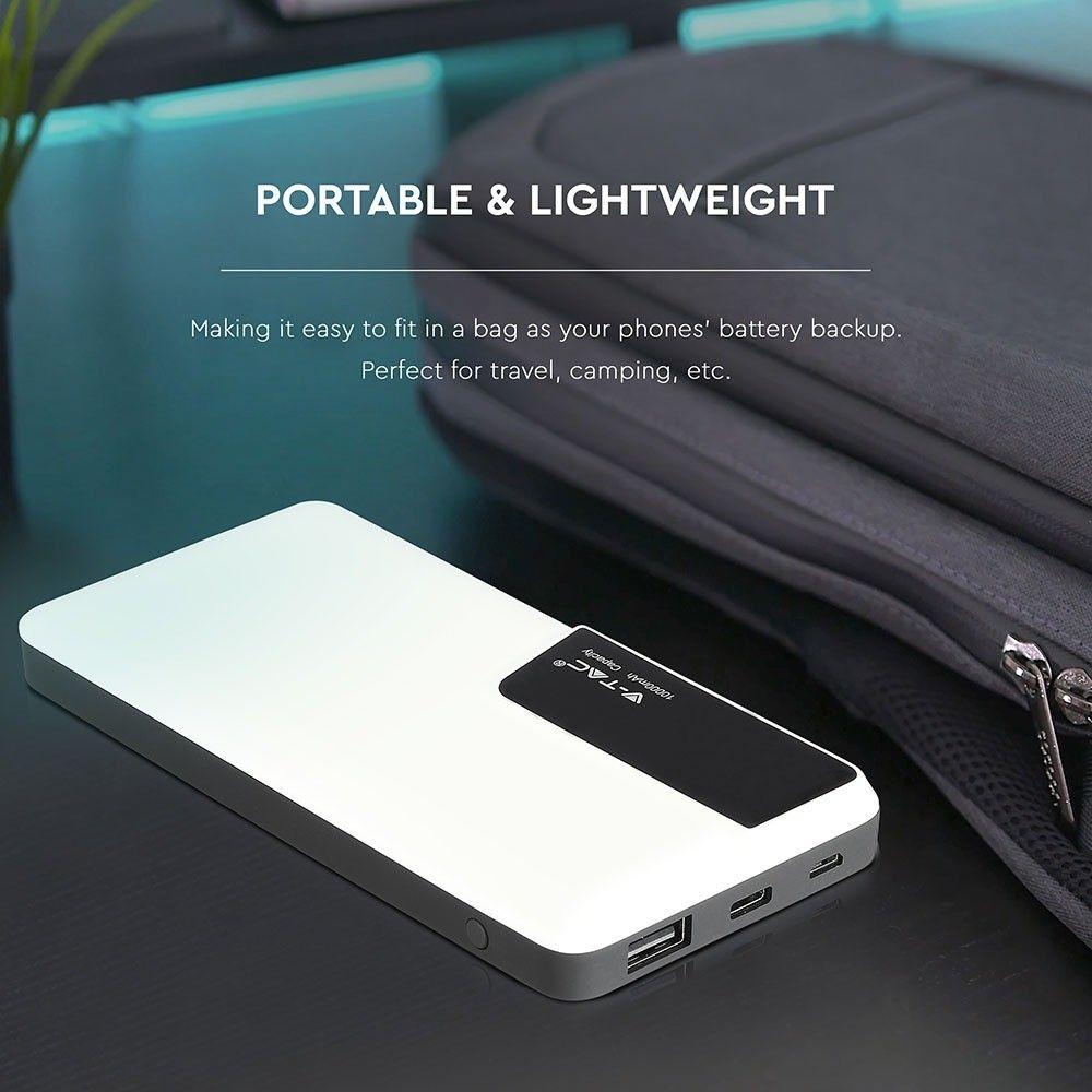 VT-3511 10000mah POWER BANK WITH DIGITAL DISPLAY & USB TYPE-C-WHITE