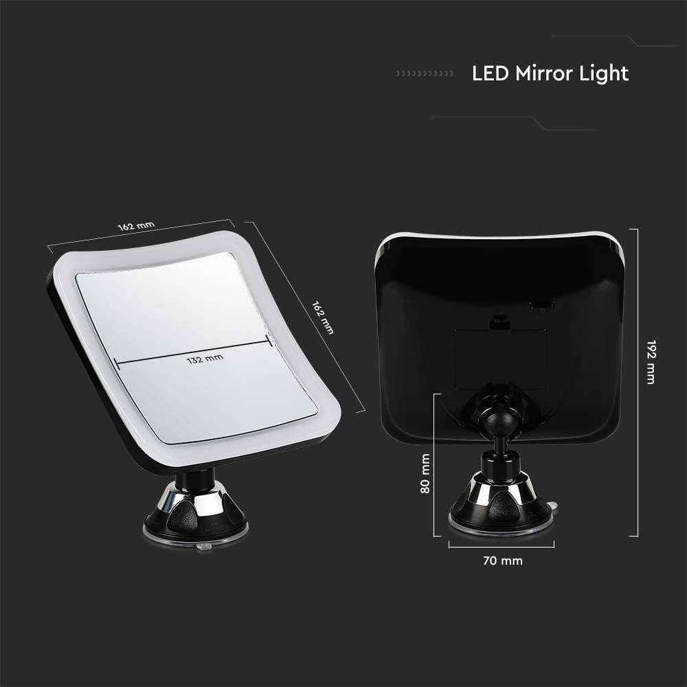 VT-7573 3.2W LED MIRROR LIGHT 3xAA BATTERY BLACK BODY 16.2x19.2CM