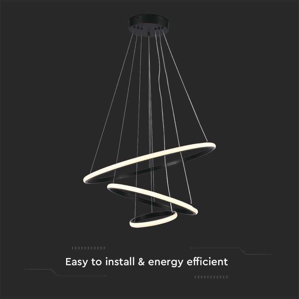 VT-7816 LED HANGING DECORATIVE LAMP D:600+D:400+D:200 3000K BLACK BODY