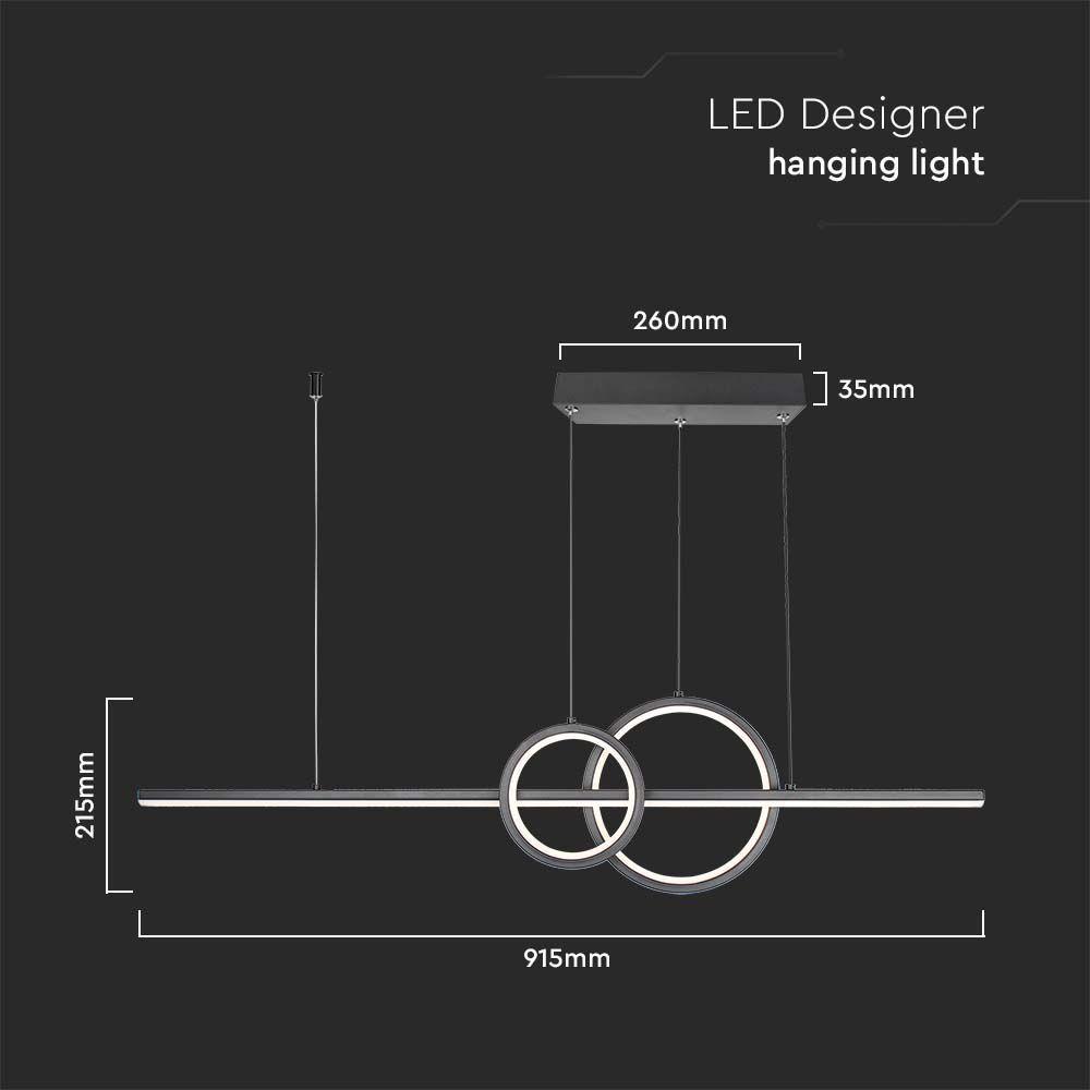 VT-7767 15W LED DESIGNER HANGING LIGHT 4000K BLACK