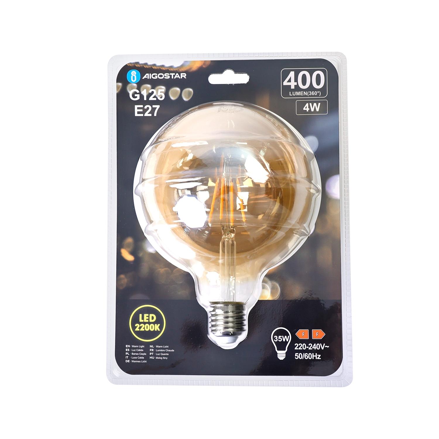 LED Filament Bulb (Amber) G125 E27 4W