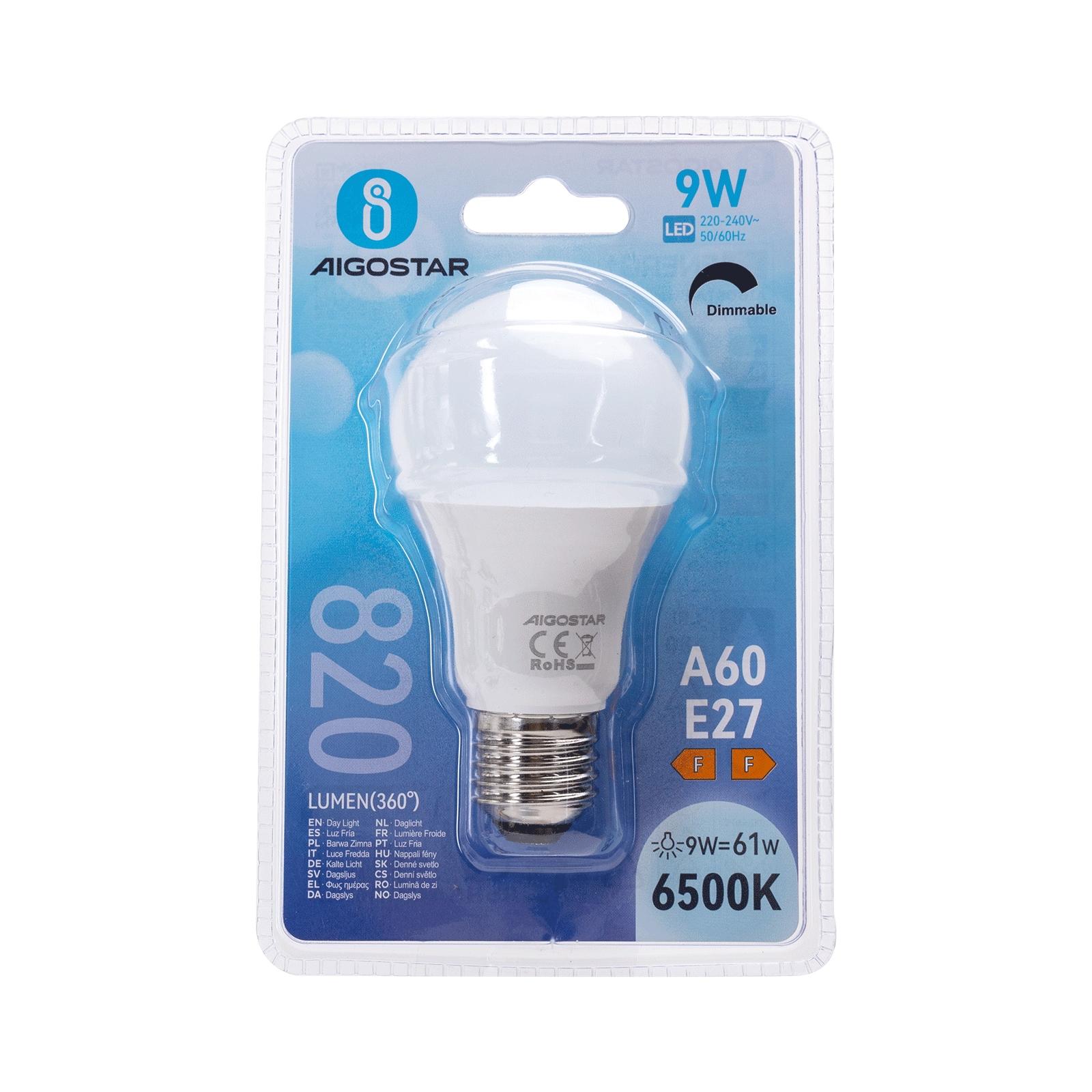 LED dimmable bulb A60 E27 9W 6500K