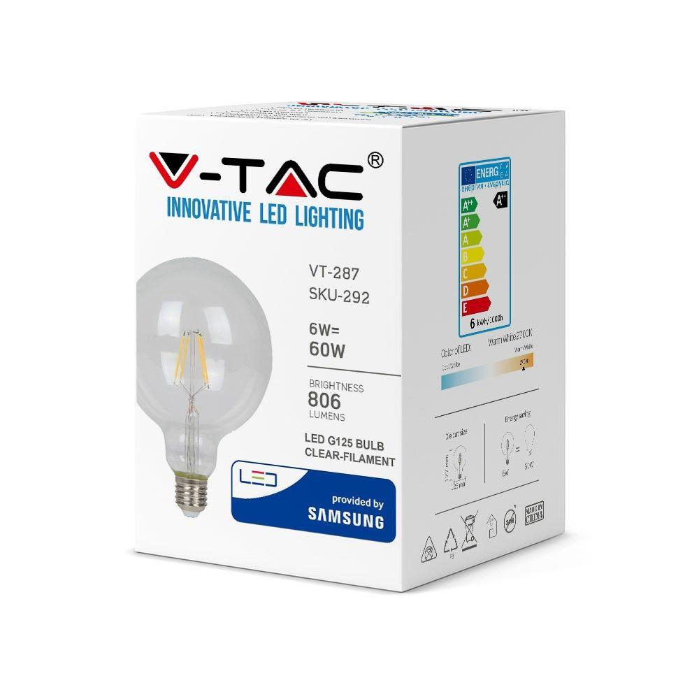 VT-287 6W G125 LED FILAMENT BULB SAMSUNG CHIP 2700K E27