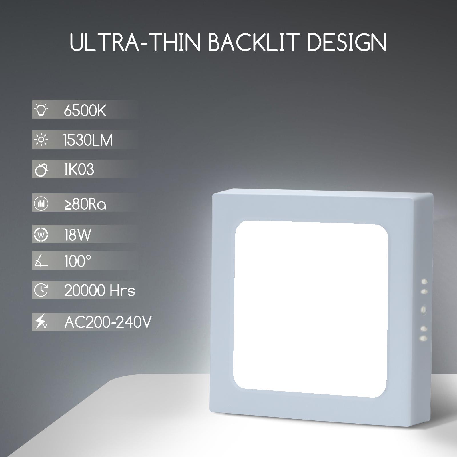 E6 LED  Surface-mounted Square Downlight 18W White Light